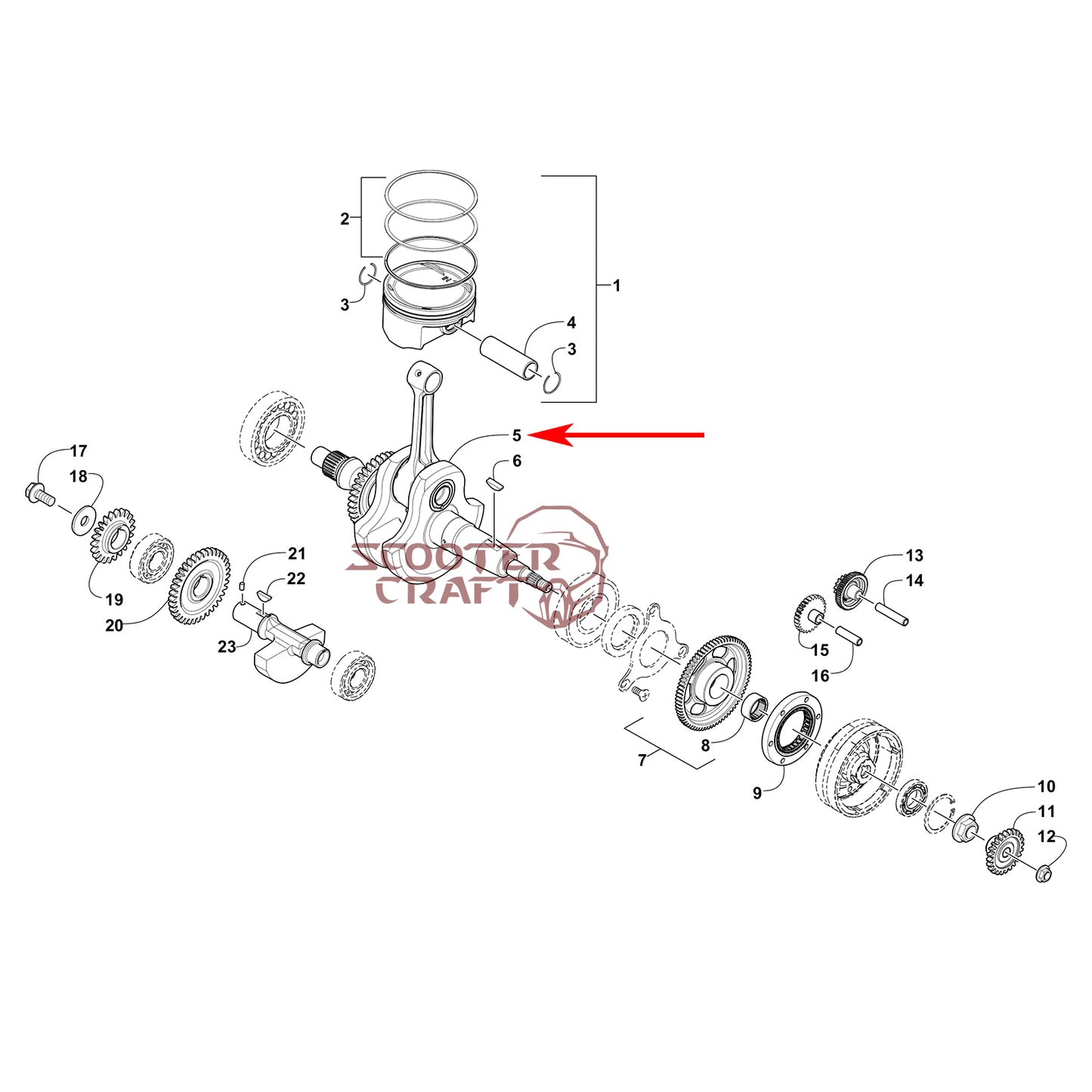 Crankshaft Arctic Cat ATV 366 4X4 Automatic, 400 TRV, 425 CR, Alterra 450, XC 450 EFI, UTV Prowler 500