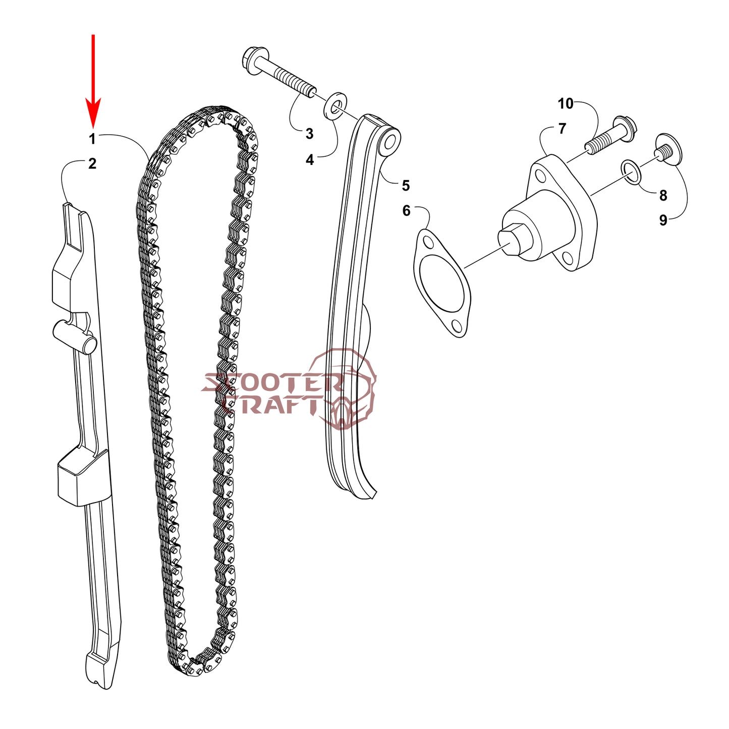 Timing (camshaft) chain Arctic Cat ATV 425 CR, Alterra 450, TRV 450, XC 450 EFI, UTV Prowler 500