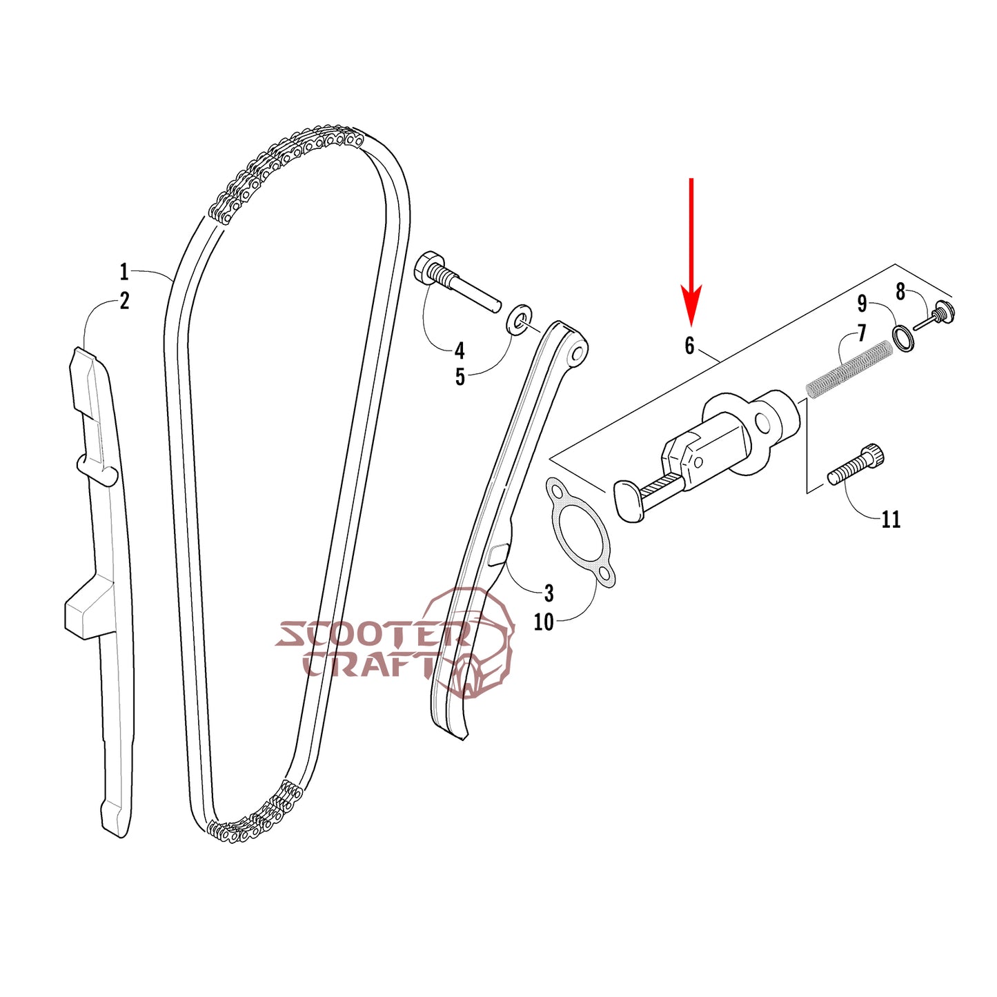 Tensioner lifter Arctic Cat ATV 350 CR, 366 4X4 Automatic 08-11, 400 TRV, 400 CR, Alterra 400