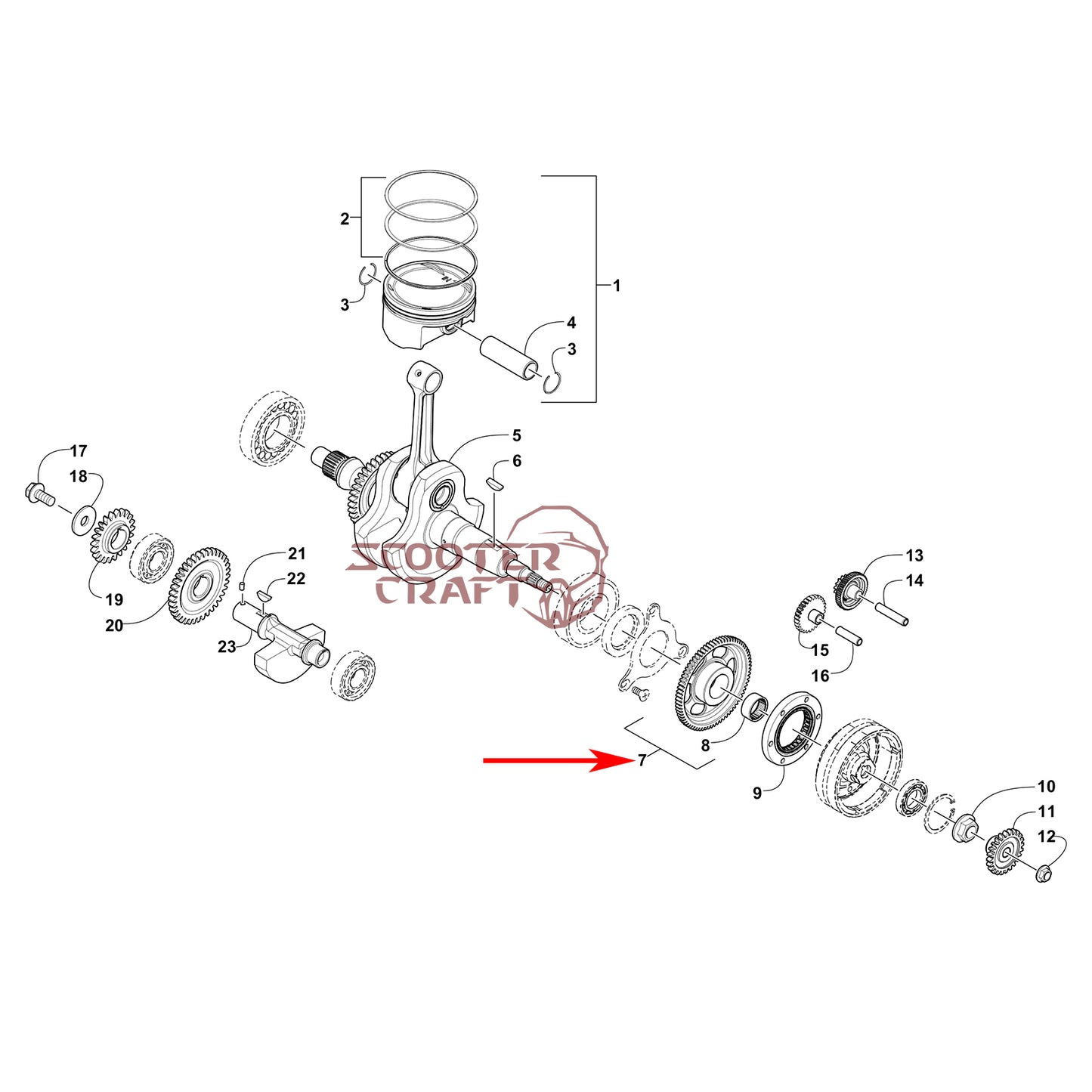 Starter clutch gear Arctic Cat ATV 366 4X4 Automatic, 400 TRV, 425 CR, Alterra 450, XC 450 EFI, UTV Prowler 500