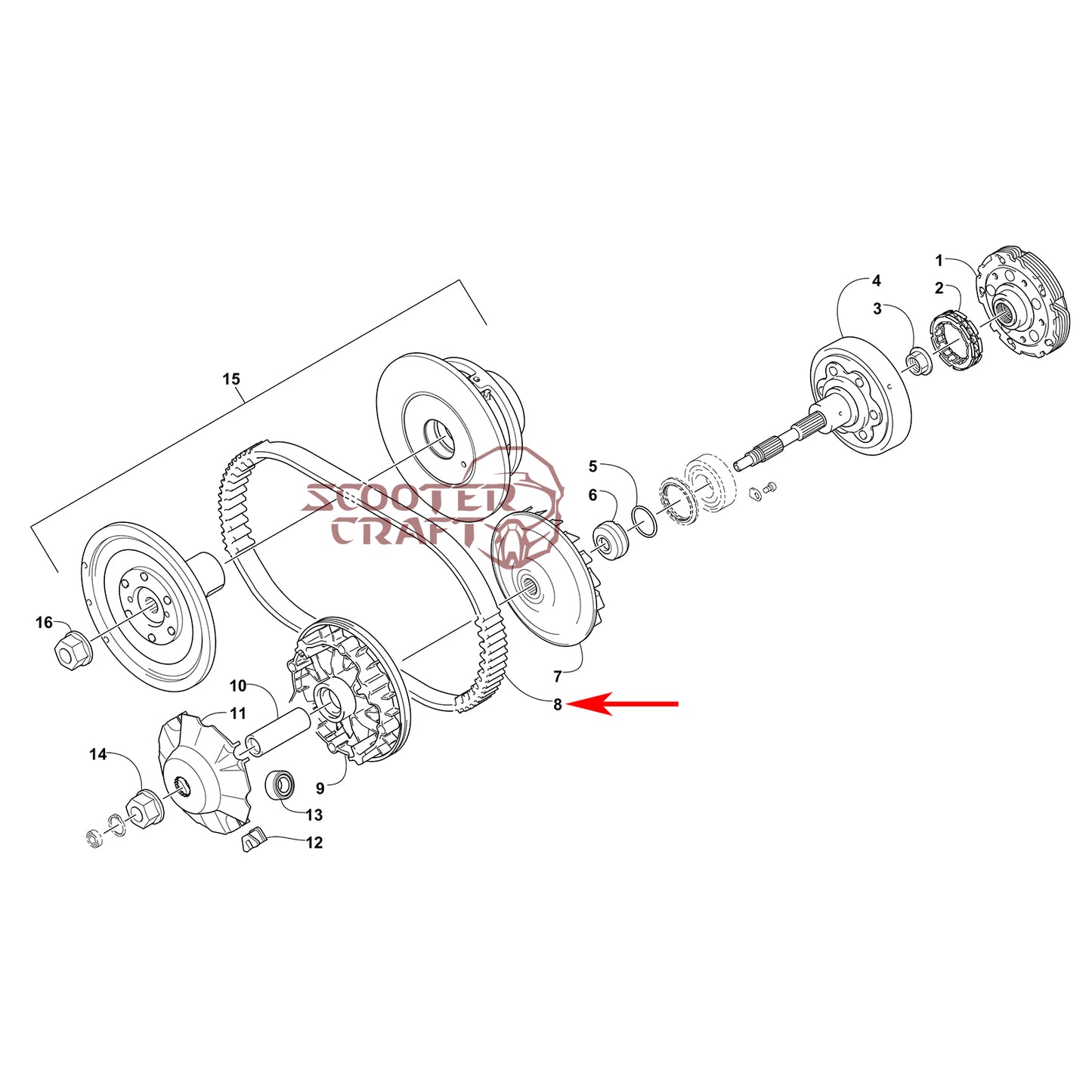 Drive belt (V-belt) Arctic Cat ATV 366 4X4 Automatic, 400 TRV, 425 CR, Alterra 450, XC 450 EFI, UTV Prowler 500