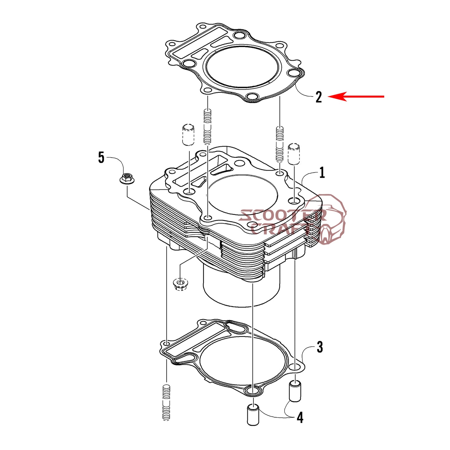 Cylinder head gasket Arctic Cat ATV 350 CR, 366 4X4 Automatic 08-11, 400 TRV, 400 CR, Alterra 400