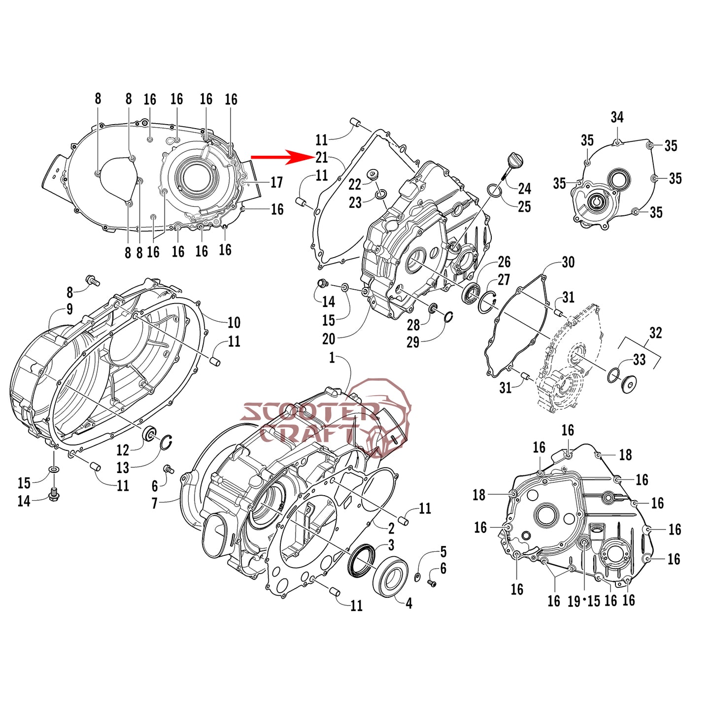 Magneto cover gasket Arctic Cat ATV 366 4X4 Automatic, 400 TRV, 425 CR, Alterra 450, XC 450 EFI, UTV Prowler 500