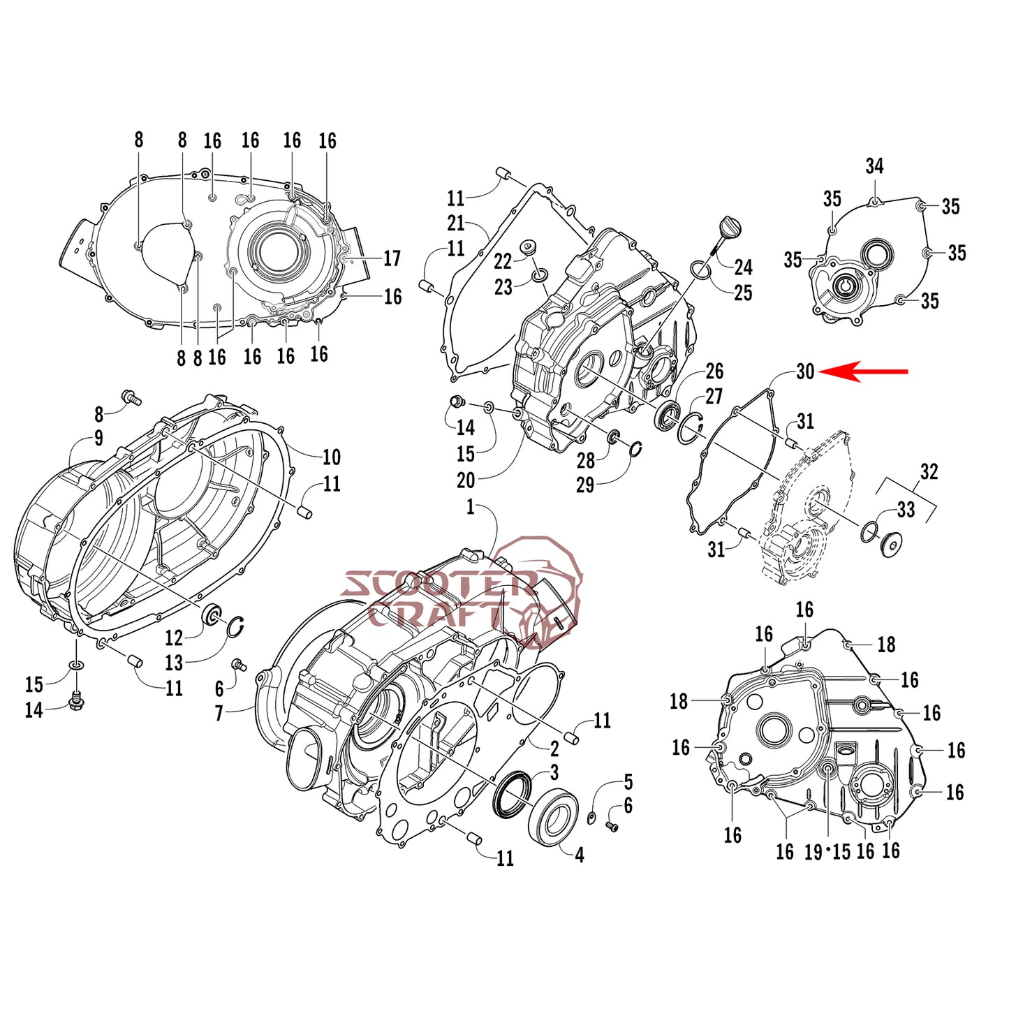 Starting cover gasket Arctic Cat ATV 425 CR, Alterra 450, TRV 450, XC 450 EFI, UTV Prowler 500