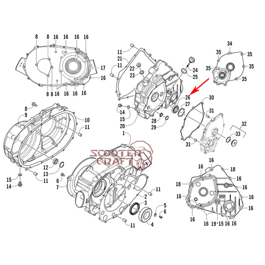 Bearing 25x47x8, Arctic Cat ATV 366 4X4 Automatic, 400 TRV, 425 CR, Alterra 450, XC 450 EFI, UTV Prowler 500
