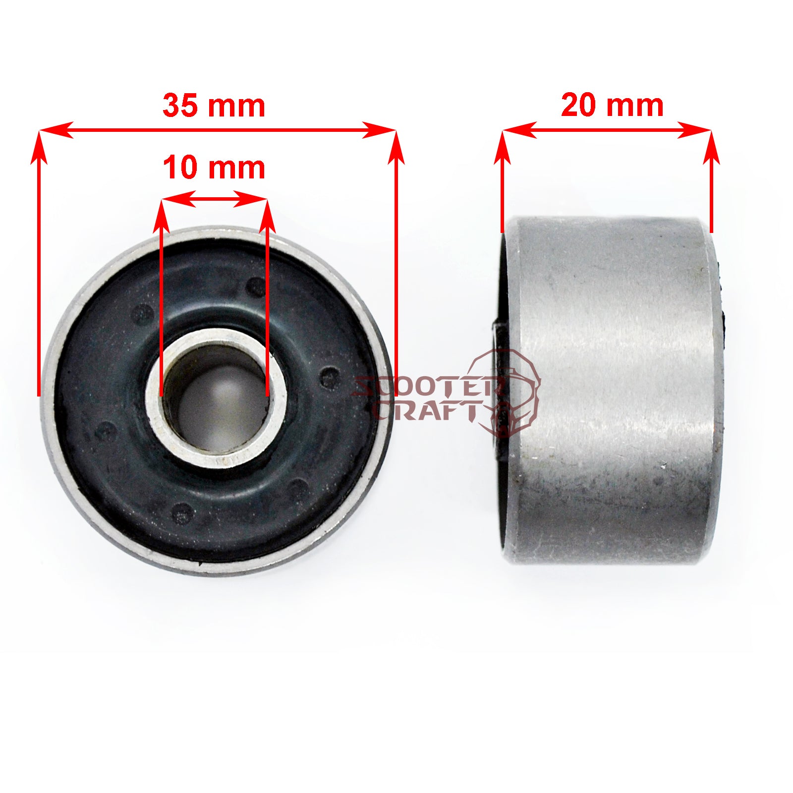 Engine mount rubber metal bushing 35x20x10 mm Keeway Hurricane 50 2T Flash
