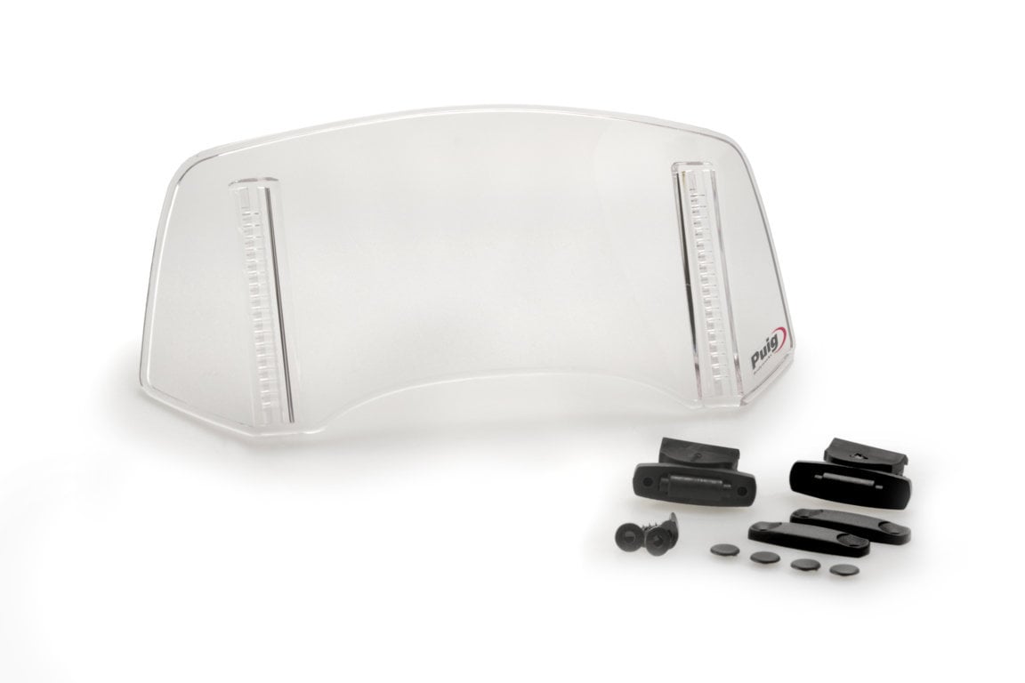 Adjustable deflector for screens and fairings 2.0 (30×13 cm, drilled) clear