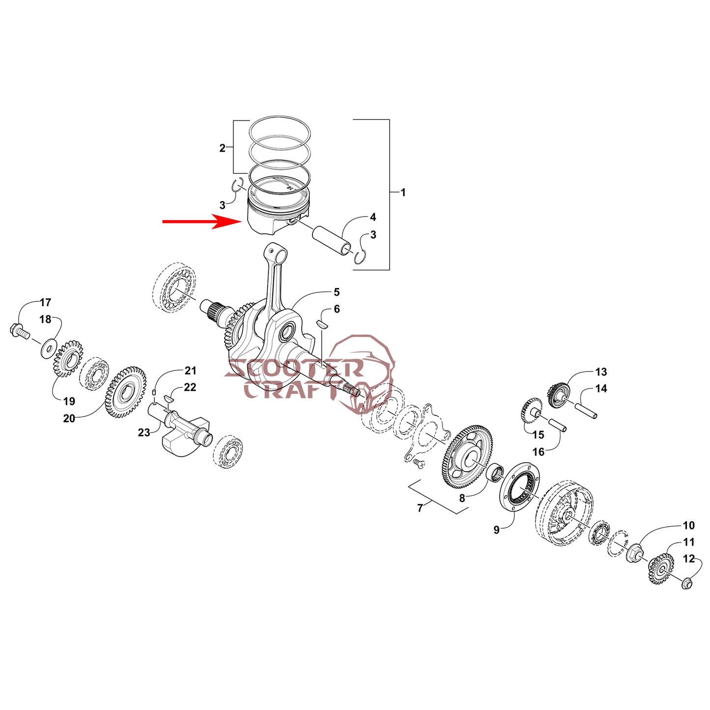 Piston 89 mm, Arctic Cat ATV 425 CR, Alterra 450, TRV 450, XC 450 EFI, UTV Prowler 500