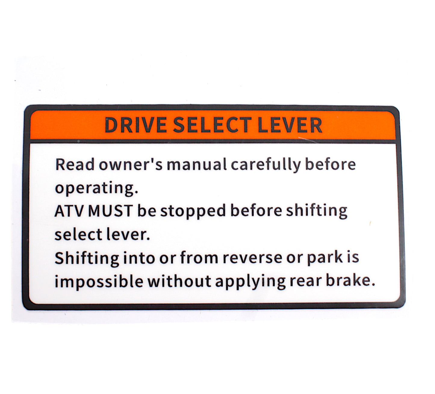 WARNING LABEL Qianjiang SFA 1000, genuine