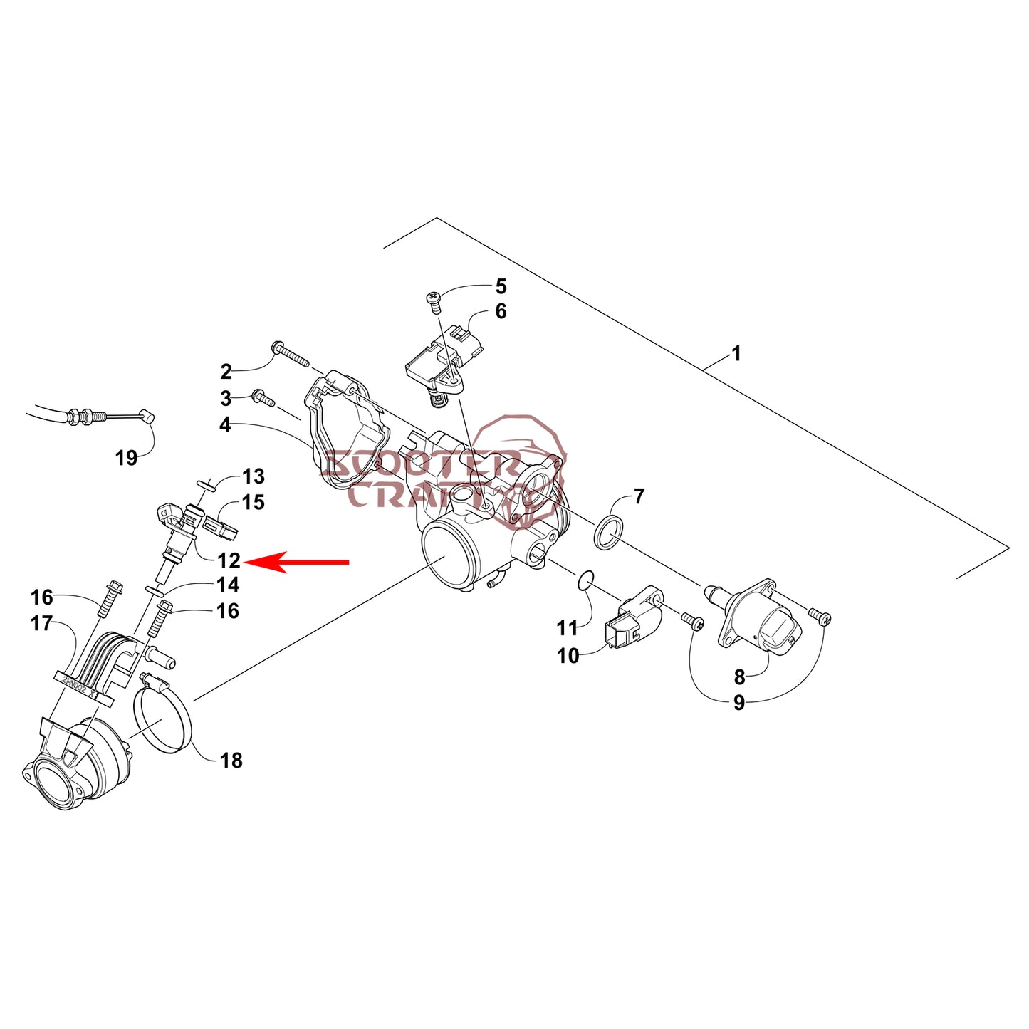 Fuel injector Arctic Cat ATV 425 CR, Alterra 450, TRV 450, XC 450 EFI, UTV Prowler 500
