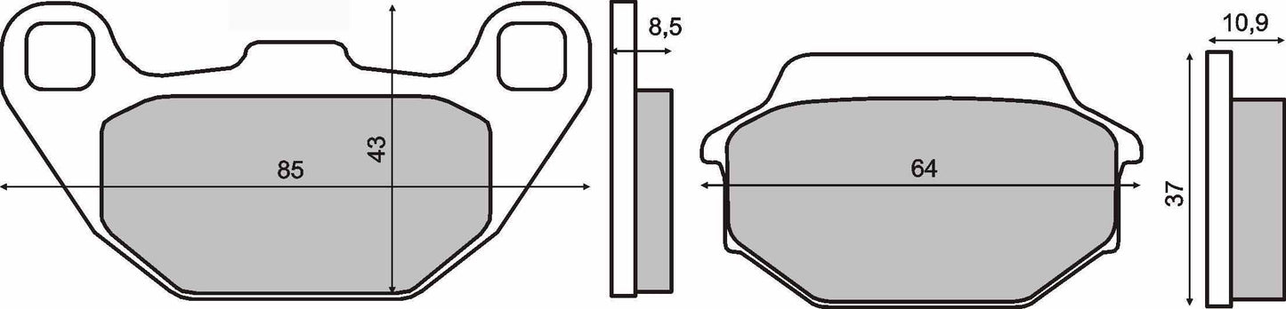 Brake pads S9,MXU150 rear, Agility 50 4T, People S