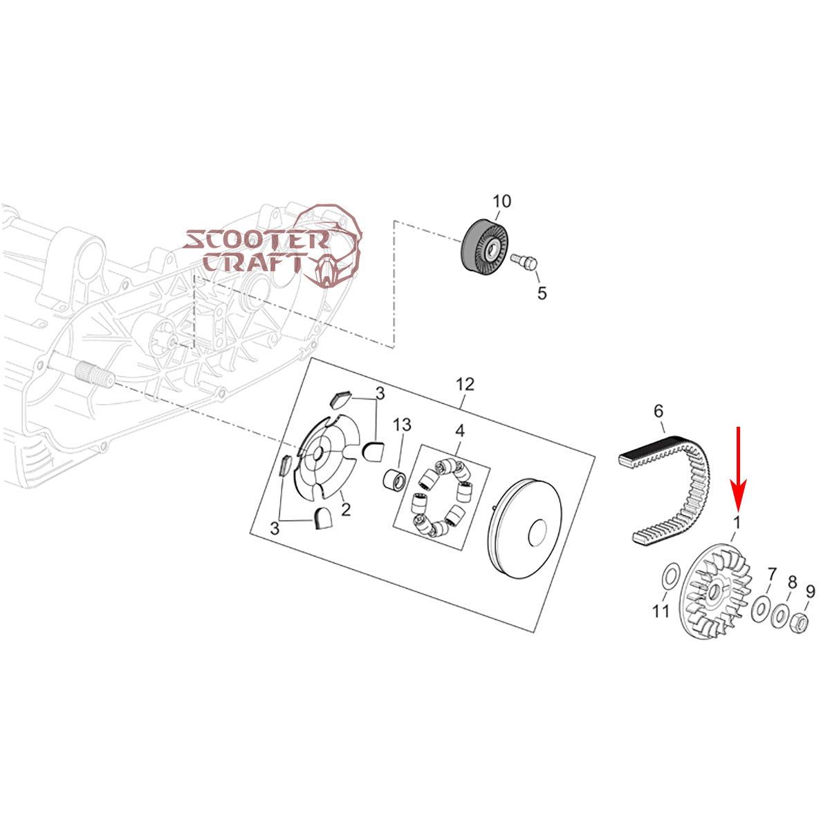 Variator drive face (half pulley fixed) Aprilia Atlantic 500, Gilera Nexus 500, Piaggio Mp3 400, X9 500