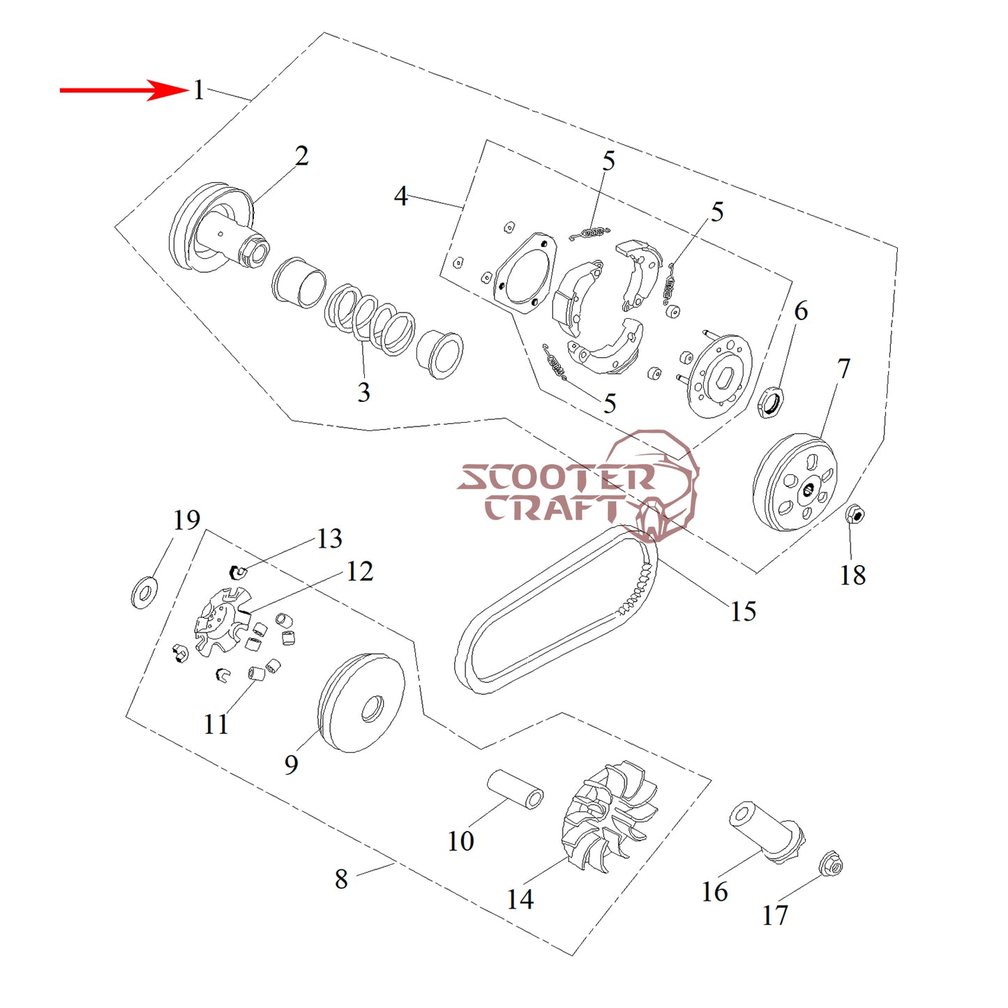 Torque Drive (Clutch Kit) Access Motor Tomahawk 250, Goes 300 S, Triton Baja 400