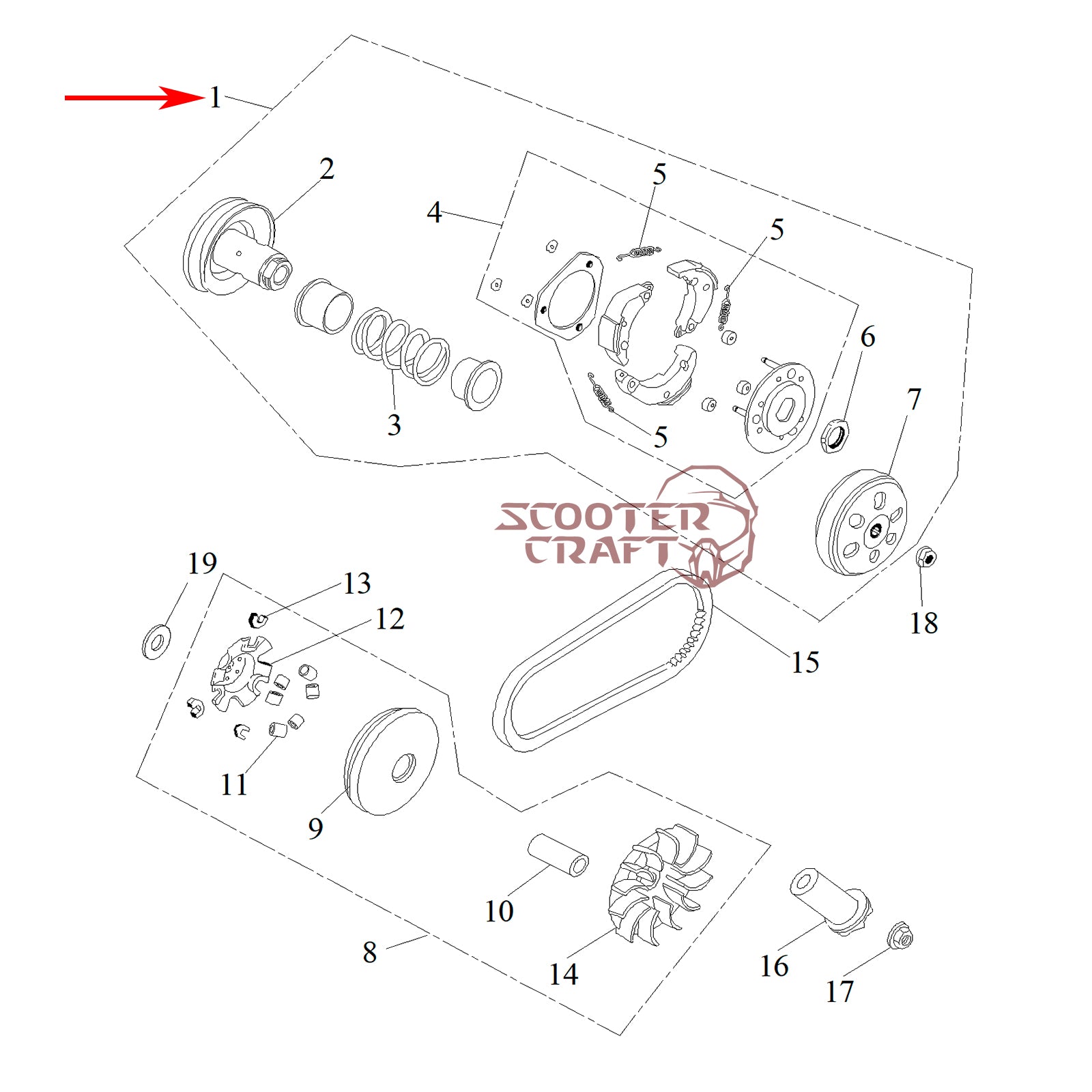 Torque Drive (Clutch Kit) Access Motor Tomahawk 250, Goes 300 S, Triton Baja 400