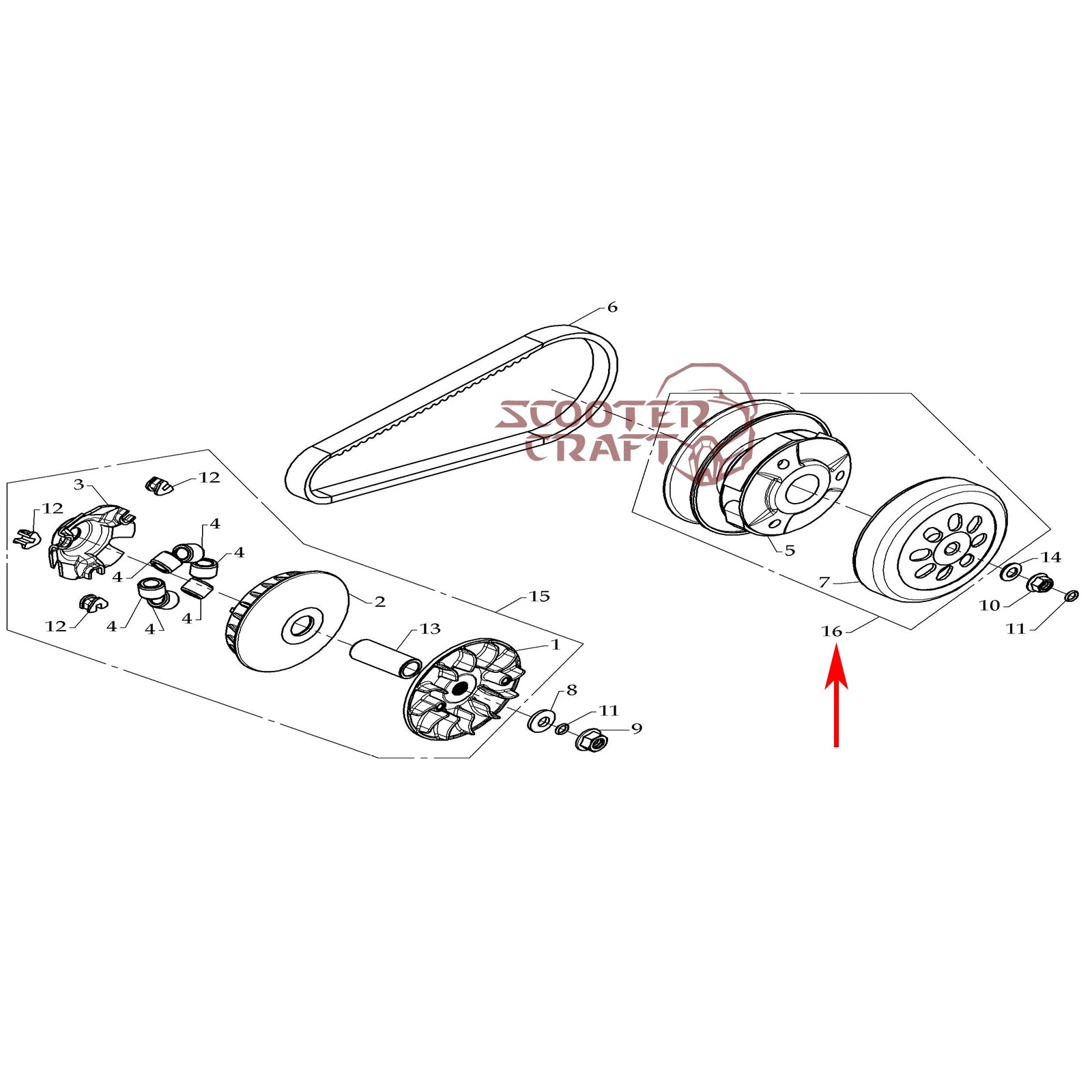 Torque Drive (Clutch Kit) Dinli DL801, DL 802, DMX 270, DMX 350, Masai A300, Demon 360