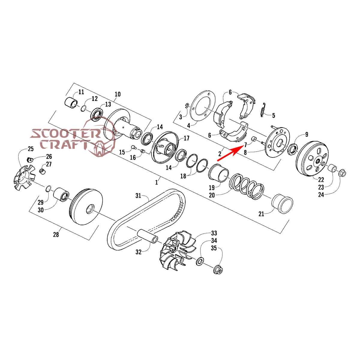 Clutch rubber dampers kit Arctic Cat DVX 250 2X4 06-10, Utility 300 2X4 10-16, Alterra 300 17-24