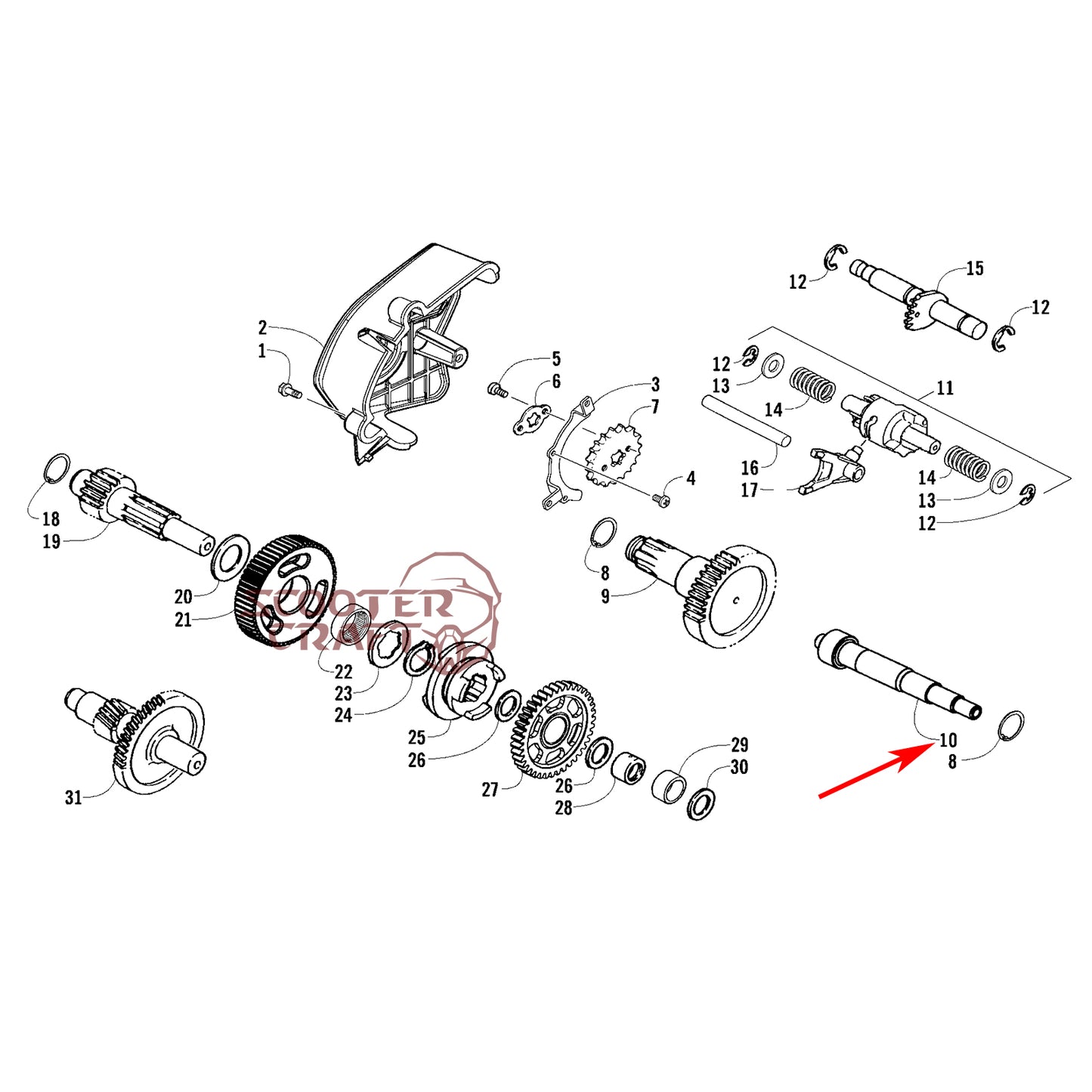 Gearbox driveshaft Arctic Cat 250 DVX 2006-2008