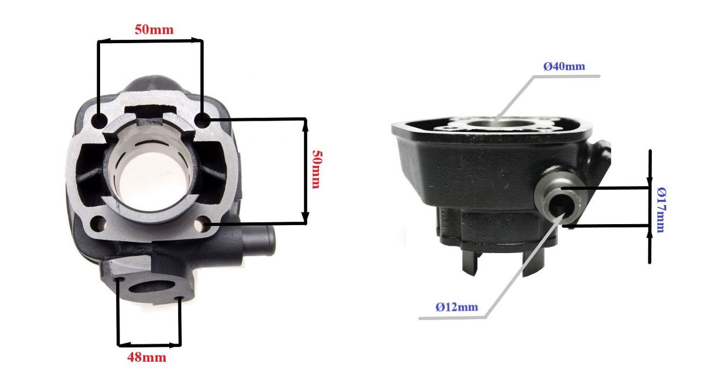 Cast-iron cylinder Aprilia Area,Benelli 491,Yamaha Aerox Minarelli horizontal 40 mm 2T