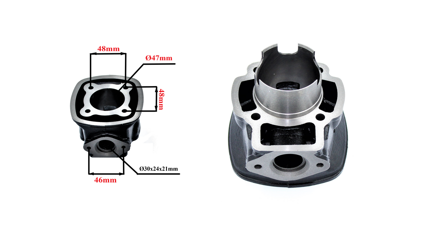Cast-iron cylinder with head Piaggio NRG,Gilera Runner,Aprilia SR 47 mm 2T
