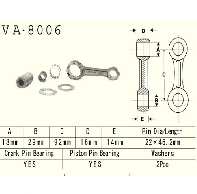 Connecting rod Kawasaki KX80 1992–1997