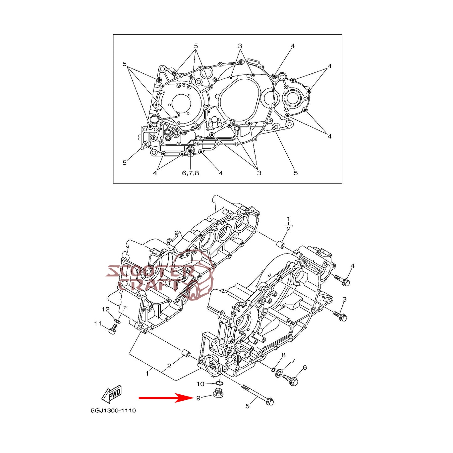 Drain plug, oil, Yamaha XP 500 T-MAX, FZ1 FAZER, FJR 1300, XV 1900 Raider, genuine 4H7-15189-00