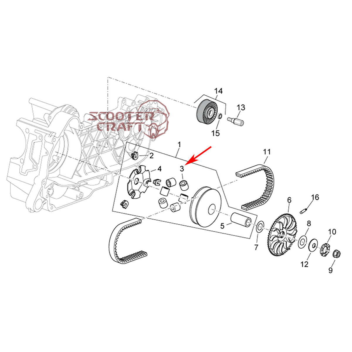 Variator rollers (weights) 19x17 mm, 7,4 g, Aprilia Scarabeo light 125 i.e., Piaggio X8 125, Vespa GTV 125 4T, genuine