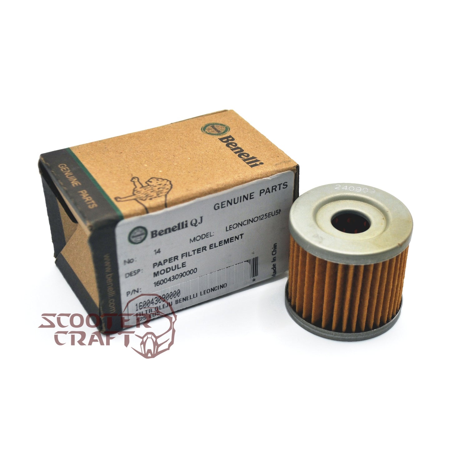 Oil Filter Benelli Leoncino 125 EU5, BKX125, BKX 125 S, 150S, 180S, RFS 150, genuine