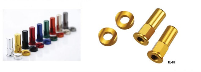 REAR FENDER NUTS COMPLETE (2 PCS) GREEN (WITH ALUMINUM WASHERS)