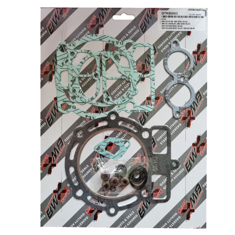 TOP-END GASKET SET EXC/SX/MXC 520 RACING 00-02, EXC/MXC-G/SX 525 RACING 03-07, XC 525 06-07, KTM MXC-G 450 03-04, SMR 450 05-07, SX 450 03-06, XC 450 04-07 (810318)