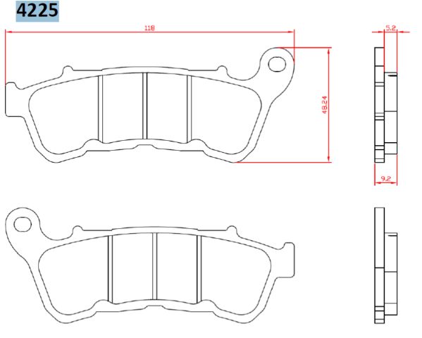 BRAKE PADS KH640 SINTERED METALLIC (GOLD) HARLEY-DAVIDSON XL883/XL1200 14- FRONT (FT 4225)