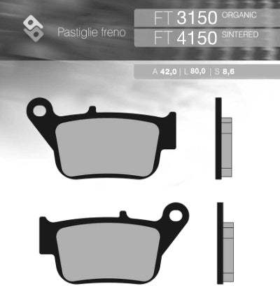 BRAKE PADS KH678 YAMAHA YP250R/X-MAX 14-16 REAR (FT 3150)