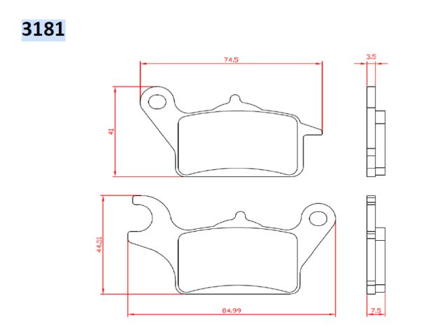 BRAKE PADS KH708 HONDA VISION110 17-18, ZOOMER110 13-, CLICK125 12-17 FRONT (FT 3181)