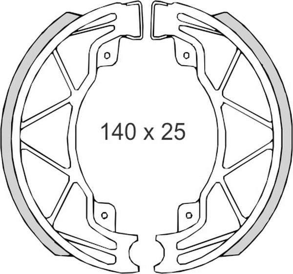 BRAKE SHOES DERBI 25/50/125/150, PIAGGIO 50/125/180, VESPA 50/125 (140x25MM) (FT 0300)