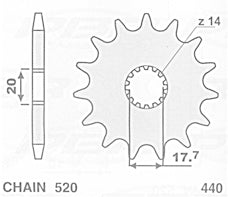 FRONT SPROCKET 440 14 YAMAHA YZ 125 87-04 (A4250564140)