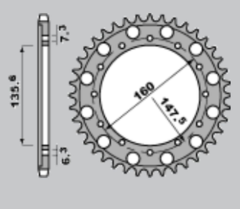 REAR SPROCKET 1507 56 ERGAL FANTIC MOTOR 50/80/125/200 84-96 ENDURO/TRIAL, BETA MOTOR 125 09, 86-90 125 TRIAL