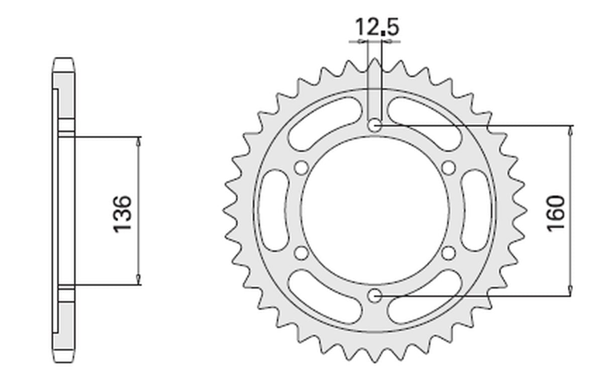 REAR SPROCKET 500 40 KAWASAKI GPZ100 RX 86-88 (CHAIN 630) (JTR506.40)