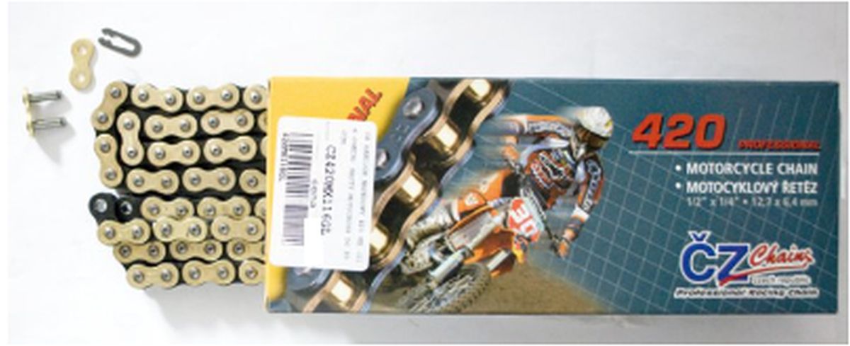 DRIVE CHAIN 420 MX (126 LINKS) GOLD (MOTOCROSS UP TO 85CC) (22.0KN) + CLIP