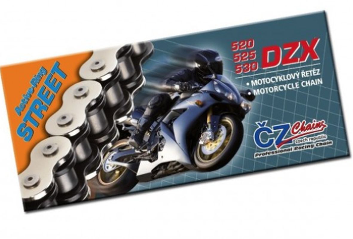 DRIVE CHAIN 525 DZX (104 LINKS) ACTIVE RING (X-RING) CHROME UP TO 1000CC (40.0KN) + HOLLOW RIVET