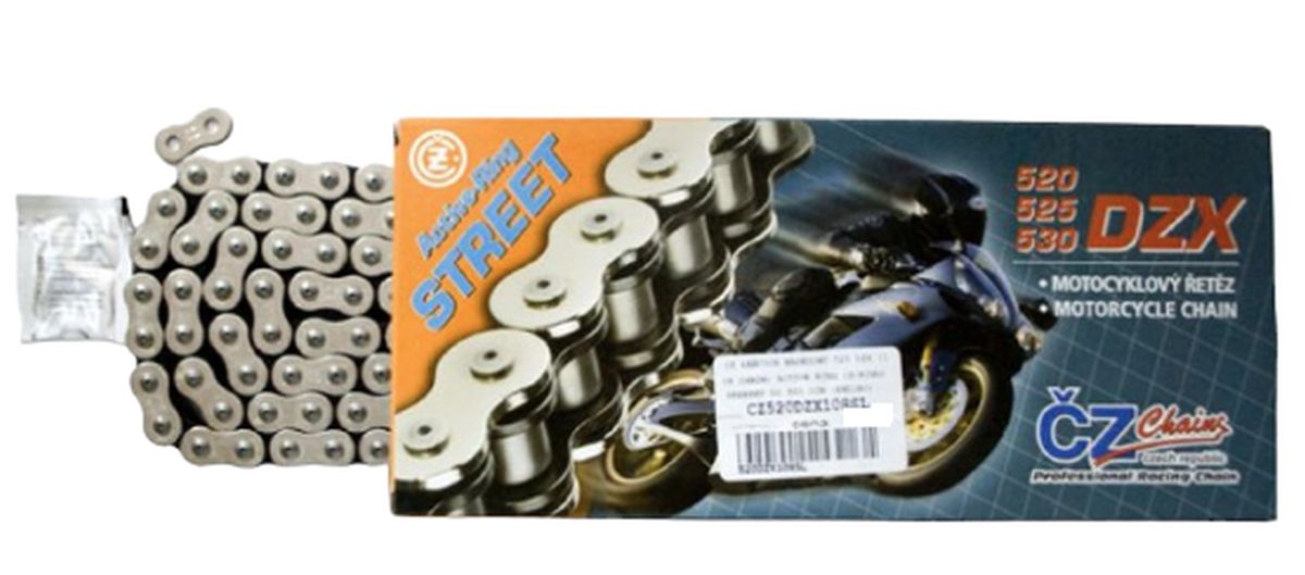 DRIVE CHAIN 520 DZX (110 LINKS) ACTIVE RING (X-RING) CHROME UP TO 900CC (STREET) (37.8KN) + HOLLOW RIVET