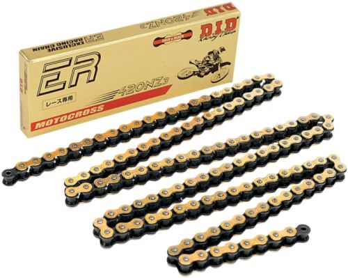 DRIVE CHAIN 420NZ3GB-120 (120 LINKS) GOLD NON O-RING (OPEN + CLIP)
