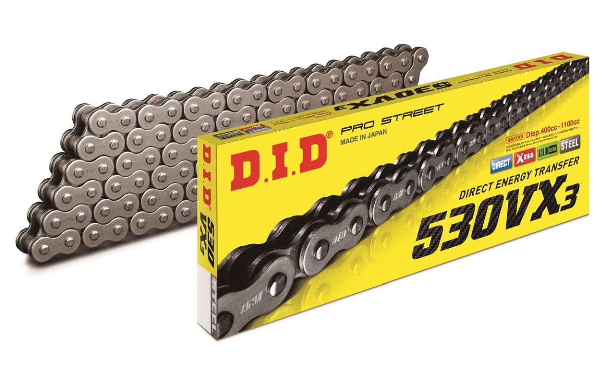 DRIVE CHAIN 530VX3-114 (114 LINKS) X-RING (OPEN + RIVET LINK)