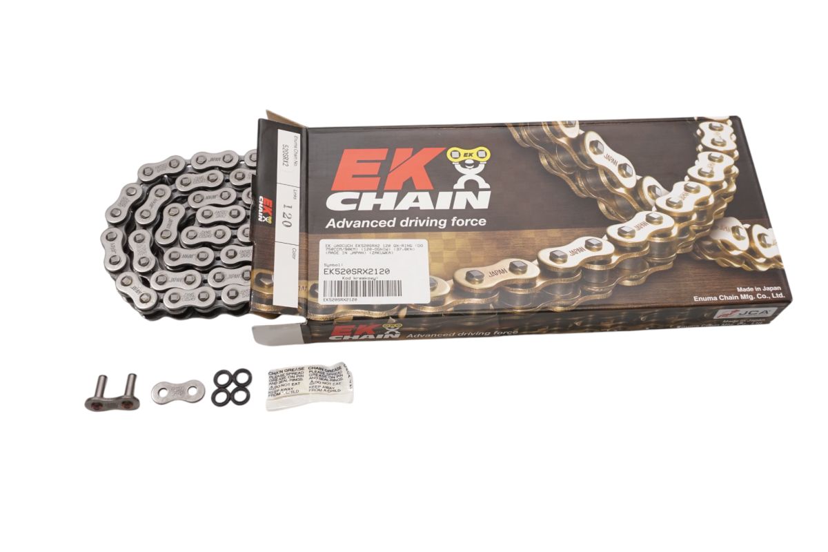 DRIVE CHAIN EK520SRX2 114 LINKS QX-RING (UP TO 750CC/90HP) (37.8KN) (MADE IN JAPAN) (RIVET)