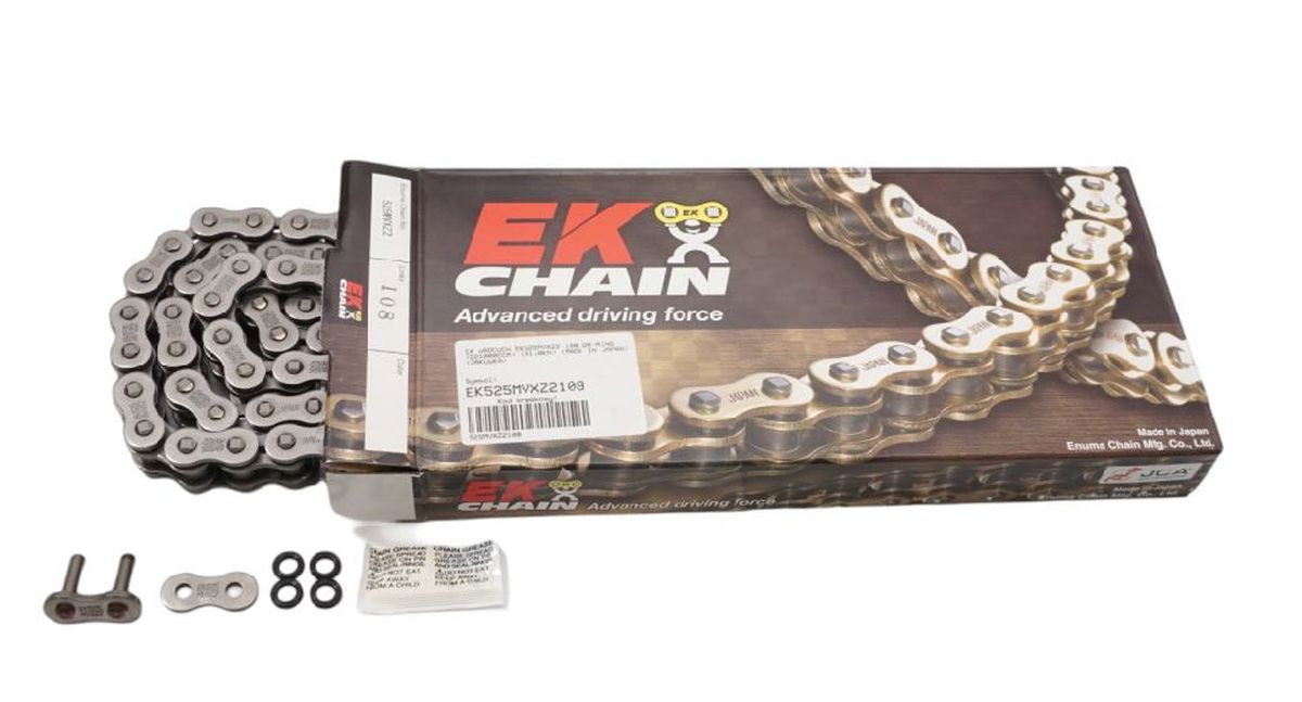 DRIVE CHAIN EK520MVXZ2 114 LINKS QX-RING (UP TO 1000CC) (40KN) (MADE IN JAPAN) (RIVET)