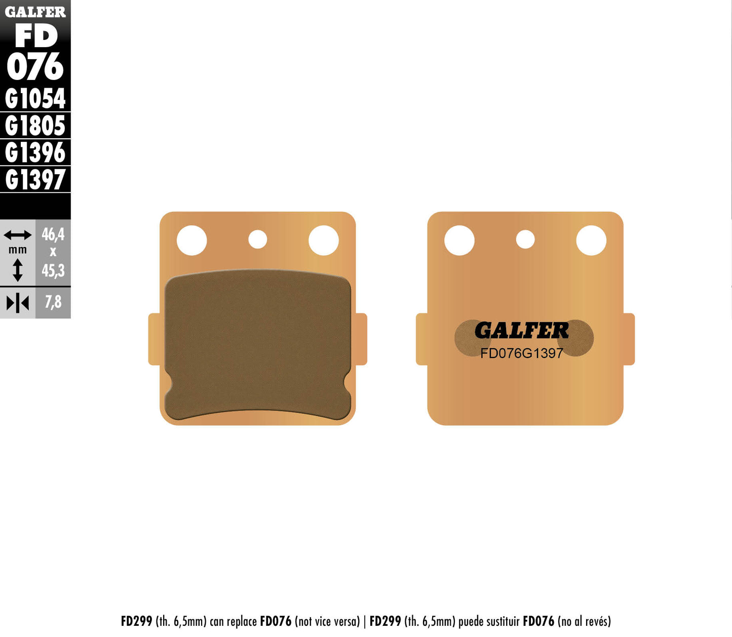 BRAKE PADS KH084 SINTERED METALLIC (GOLD) ATV