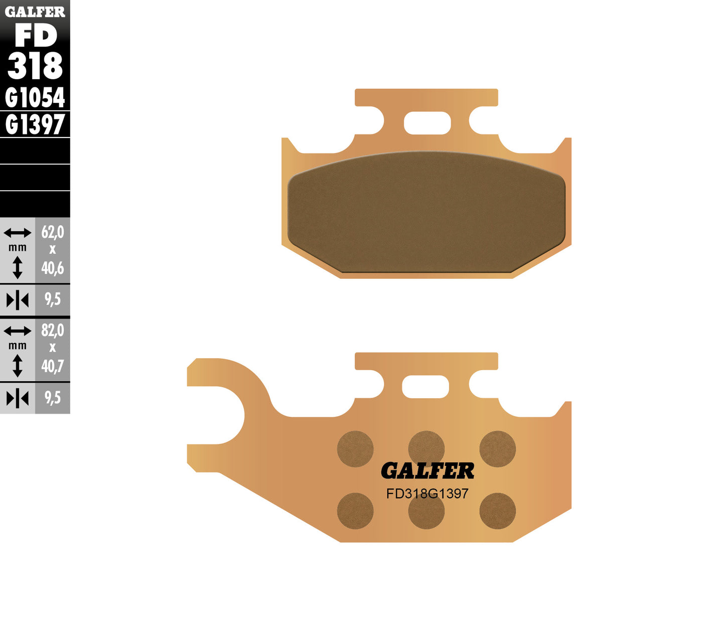 BRAKE PADS KH317 / KH414 SINTERED METALLIC (GOLD) ATV BOMBARDIER, CAN-AM, SUZUKI