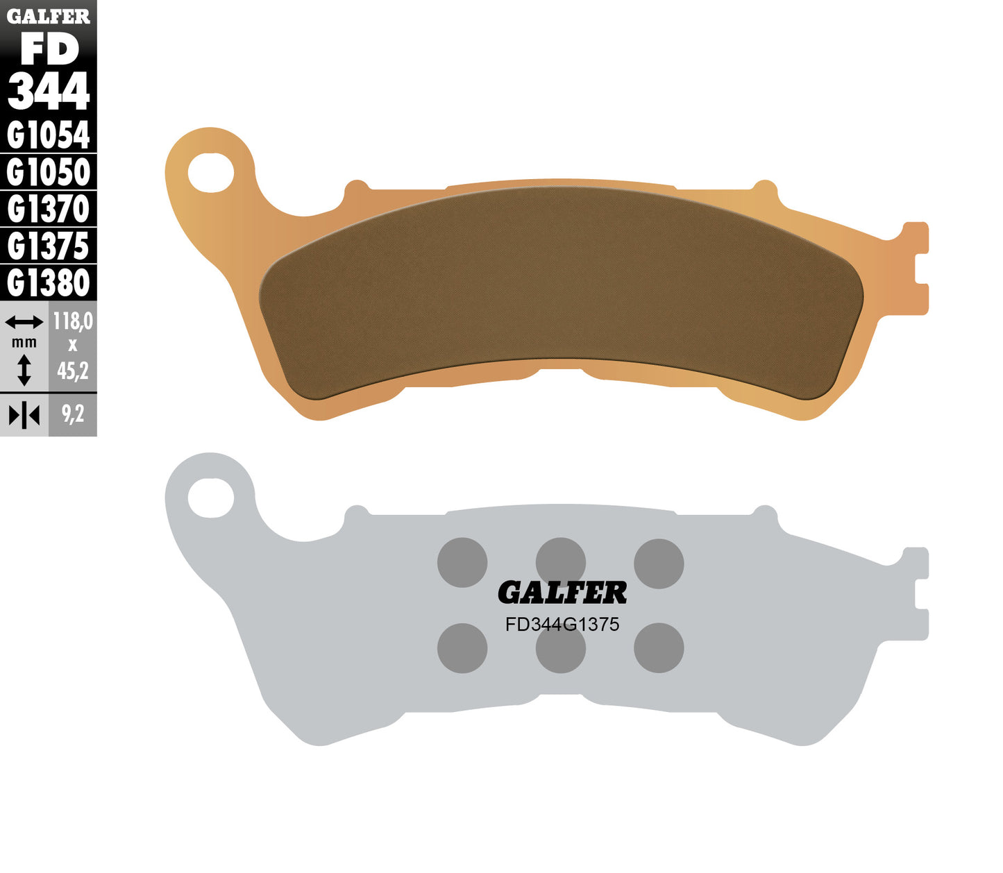 BRAKE PADS KH388 SINTERED METALLIC (GOLD) SPORT FRONT HONDA CBF/CB/DN-01/GL1800/NC700/XL1000V/XL700V/VFR800/1200/VT1300/ST1300 08-