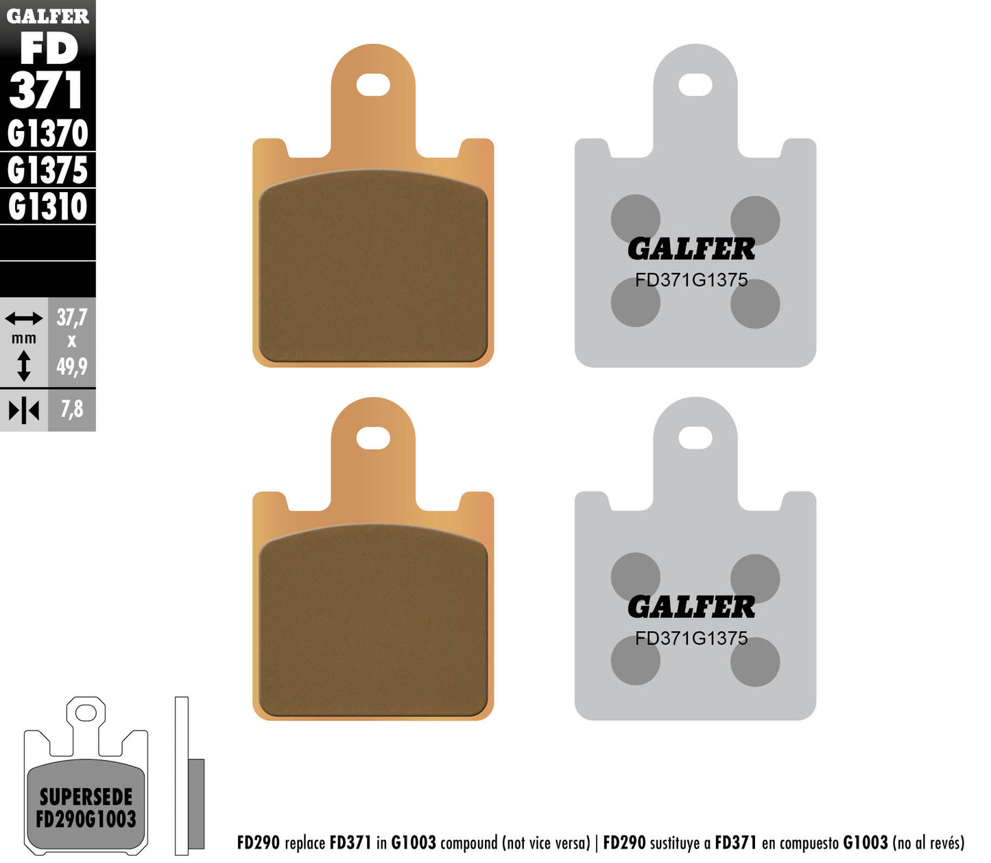 BRAKE PADS KH417/4 SINTERED METALLIC (GOLD) SPORT