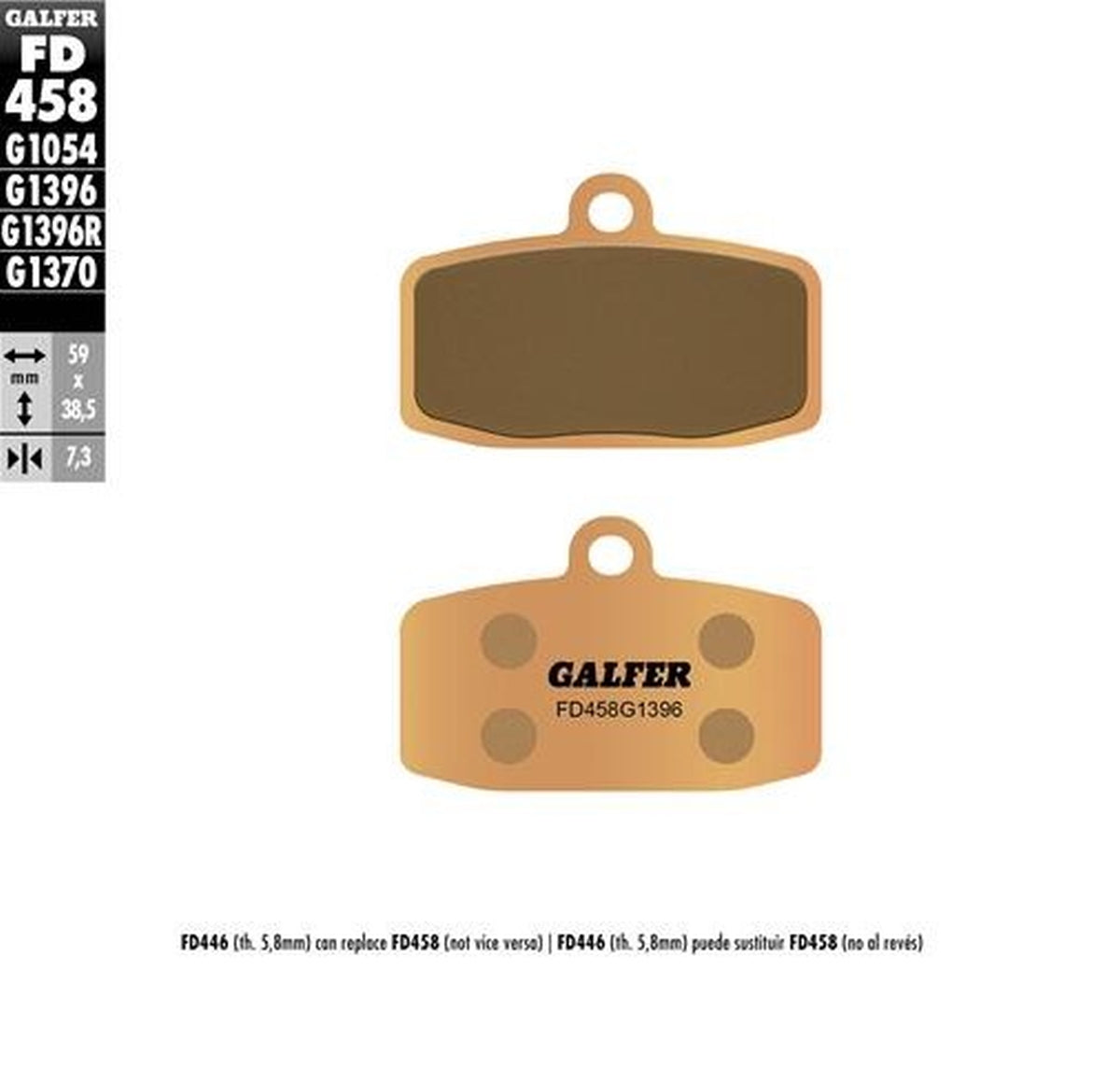 BRAKE PADS KH612 SINTERED METALLIC (GOLD) OFF ROAD (THICKNESS 7.3MM)