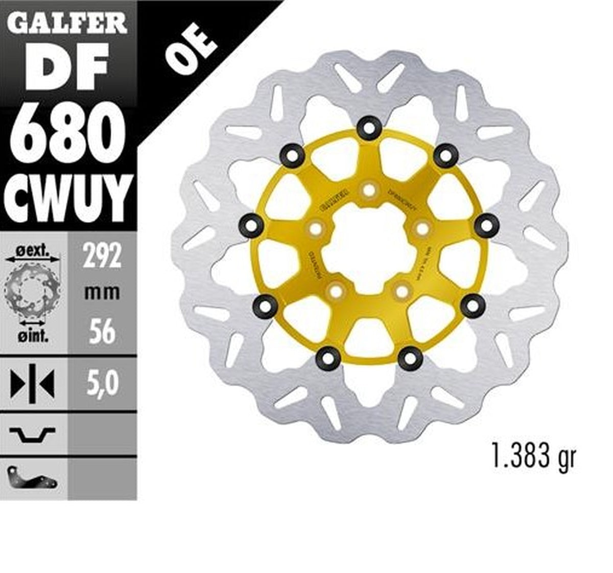 BRAKE DISC FRONT HARLEY-DAVIDSON (292X56X5) WAVE FLOATING GOLD