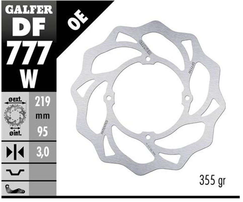 BRAKE DISC FRONT KTM XC105 07- SX150 15-18 SX85 07-20 HUSQVARNA TC85 14-20 (219X95X3MM) WAVE